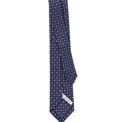 E.Marinella CRAVATTA SARTORIALE EXTRA LONG IN SETA BLU SCURO Microfantasia fiore Hot