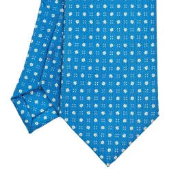 E.Marinella CRAVATTA SARTORIALE EXTRA LONG IN SETA BLU MEDIO Microfantasia fiore Outlet
