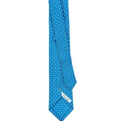 E.Marinella CRAVATTA SARTORIALE EXTRA LONG IN SETA BLU MEDIO Microfantasia fiore Outlet