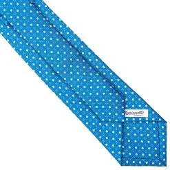 E.Marinella CRAVATTA SARTORIALE EXTRA LONG IN SETA BLU MEDIO Microfantasia fiore Outlet