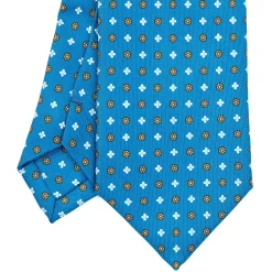 E.Marinella CRAVATTA SARTORIALE EXTRA LONG IN SETA BLU MEDIO Microfantasia fiore Outlet