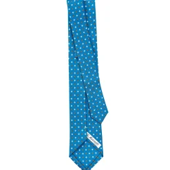 E.Marinella CRAVATTA SARTORIALE EXTRA LONG IN SETA BLU MEDIO Microfantasia fiore Outlet