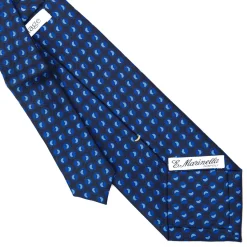E.Marinella CRAVATTA SARTORIALE EXTRA LONG IN SETA BLU SCURO Collezione heritage Outlet