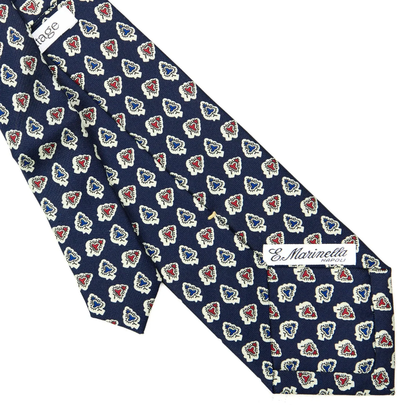 E.Marinella CRAVATTA SARTORIALE EXTRA LONG IN SETA BLU SCURO Collezione heritage