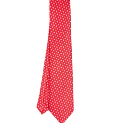 E.Marinella CRAVATTA SARTORIALE EXTRA LONG IN SETA ROSSA Microfantasia fiore Discount