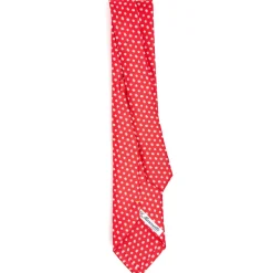 E.Marinella CRAVATTA SARTORIALE EXTRA LONG IN SETA ROSSA Microfantasia fiore Discount