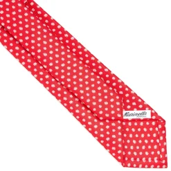 E.Marinella CRAVATTA SARTORIALE EXTRA LONG IN SETA ROSSA Microfantasia fiore Discount