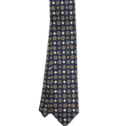 E.Marinella CRAVATTA SARTORIALE EXTRA LONG IN SETA BLU SCURO Collezione heritage Outlet