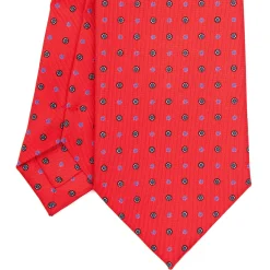 E.Marinella CRAVATTA SARTORIALE EXTRA LONG IN SETA ROSSA Microfantasia fiore Online