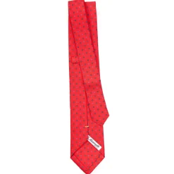 E.Marinella CRAVATTA SARTORIALE EXTRA LONG IN SETA ROSSA Microfantasia fiore Online