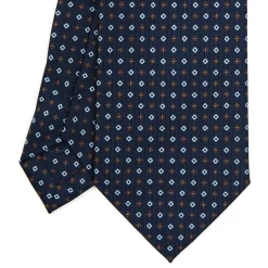 E.Marinella CRAVATTA SARTORIALE EXTRA LONG IN SETA BLU SCURO Microfantasia fiore Sale