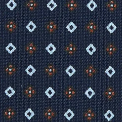 E.Marinella CRAVATTA SARTORIALE EXTRA LONG IN SETA BLU SCURO Microfantasia fiore Sale