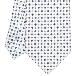 E.Marinella CRAVATTA SARTORIALE EXTRA LONG IN SETA BIANCA Microfantasia fiore Online