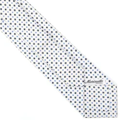 E.Marinella CRAVATTA SARTORIALE EXTRA LONG IN SETA BIANCA Microfantasia fiore Online