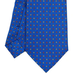 E.Marinella CRAVATTA SARTORIALE EXTRA LONG IN SETA BLUETTE Microfantasia fiore Outlet
