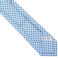 E.Marinella CRAVATTA SARTORIALE EXTRA LONG IN SETA AZZURRA Microfantasia fiore Sale