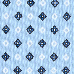 E.Marinella CRAVATTA SARTORIALE EXTRA LONG IN SETA AZZURRA Microfantasia fiore Sale