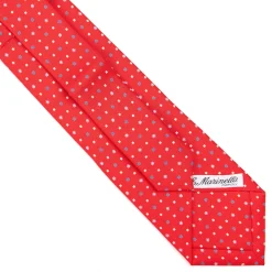 E.Marinella CRAVATTA SARTORIALE EXTRA LONG IN SETA ROSSA Microfantasia fiore Outlet