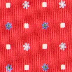E.Marinella CRAVATTA SARTORIALE EXTRA LONG IN SETA ROSSA Microfantasia fiore Outlet