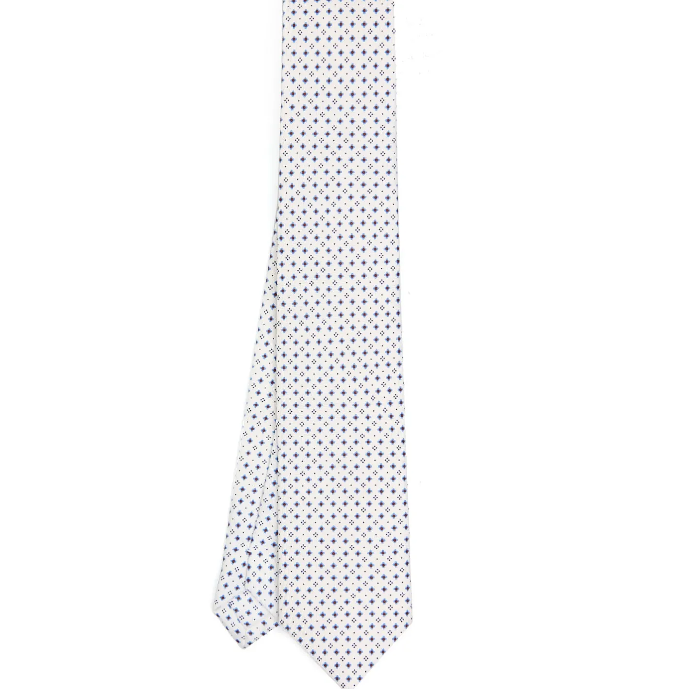 E.Marinella CRAVATTA SARTORIALE EXTRA LONG IN SETA BIANCA Microfantasia fiore Discount