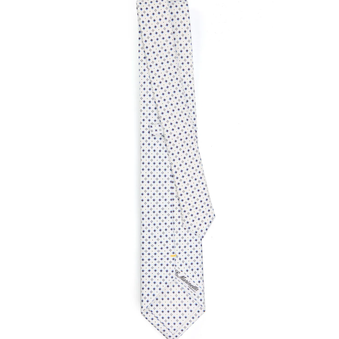 E.Marinella CRAVATTA SARTORIALE EXTRA LONG IN SETA BIANCA Microfantasia fiore Discount