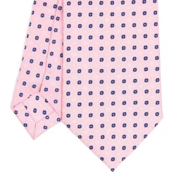 E.Marinella CRAVATTA SARTORIALE EXTRA LONG IN SETA ROSA Microfantasia fiore Discount