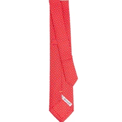 E.Marinella CRAVATTA SARTORIALE EXTRA LONG IN SETA ROSSA Microfantasia fiore