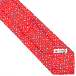 E.Marinella CRAVATTA SARTORIALE EXTRA LONG IN SETA ROSSA Microfantasia fiore