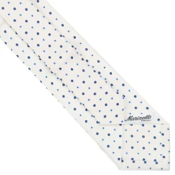 E.Marinella CRAVATTA SARTORIALE EXTRA LONG IN SETA BIANCA Microfantasia fiore