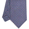 E.Marinella CRAVATTA SARTORIALE IN LINO BLU Microfantasia fiore Online
