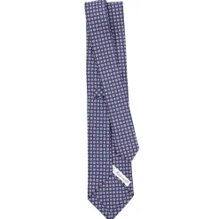E.Marinella CRAVATTA SARTORIALE IN LINO BLU Microfantasia fiore Online