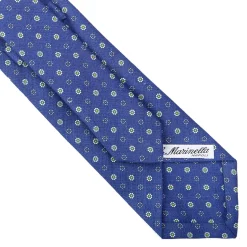 E.Marinella CRAVATTA SARTORIALE IN LINO BLU Microfantasia fiore Hot