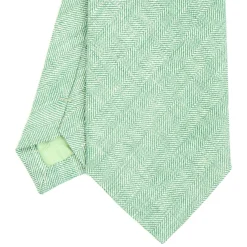 E.Marinella CRAVATTA SARTORIALE IN LINO E COTONE VERDE CHIARO Tinta unita Clearance