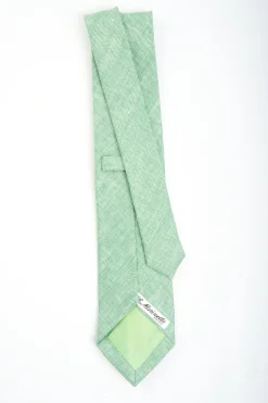 E.Marinella CRAVATTA SARTORIALE IN LINO E COTONE VERDE CHIARO Tinta unita Clearance
