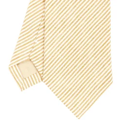 E.Marinella CRAVATTA SARTORIALE IN LINO E COTONE GIALLA Rigata Outlet