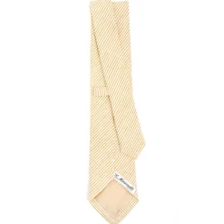 E.Marinella CRAVATTA SARTORIALE IN LINO E COTONE GIALLA Rigata Outlet
