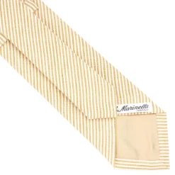 E.Marinella CRAVATTA SARTORIALE IN LINO E COTONE GIALLA Rigata Outlet