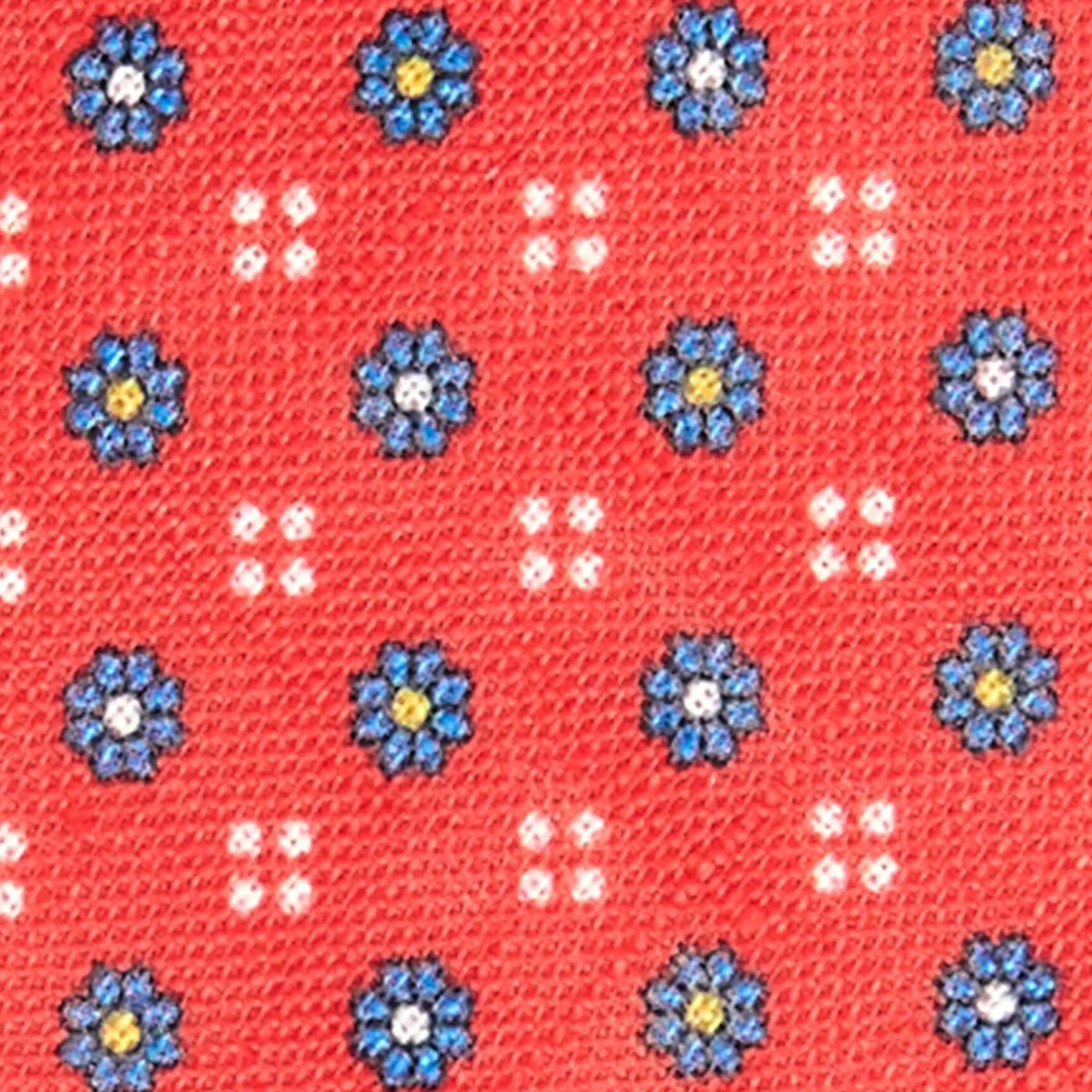 E.Marinella CRAVATTA SARTORIALE IN LINO ROSSA Microfantasia fiore Hot