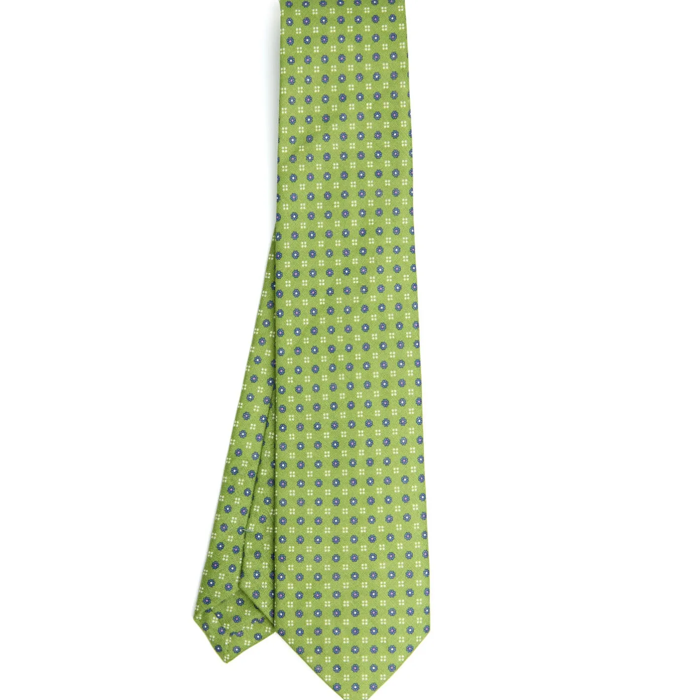 E.Marinella CRAVATTA SARTORIALE IN LINO VERDE Microfantasia fiore Discount