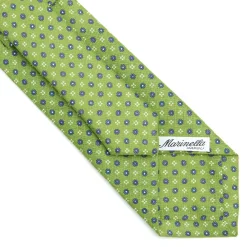 E.Marinella CRAVATTA SARTORIALE IN LINO VERDE Microfantasia fiore Discount