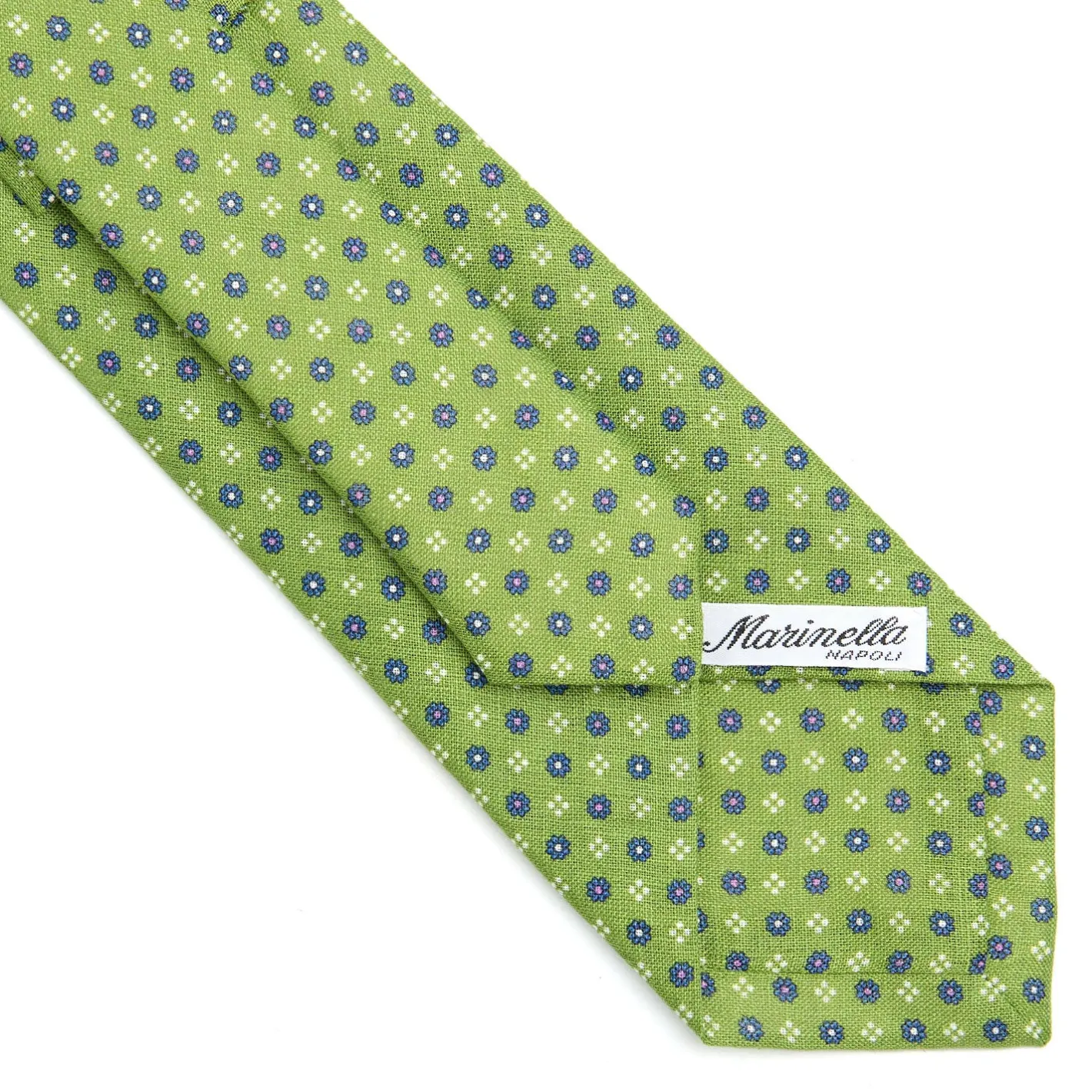E.Marinella CRAVATTA SARTORIALE IN LINO VERDE Microfantasia fiore Discount