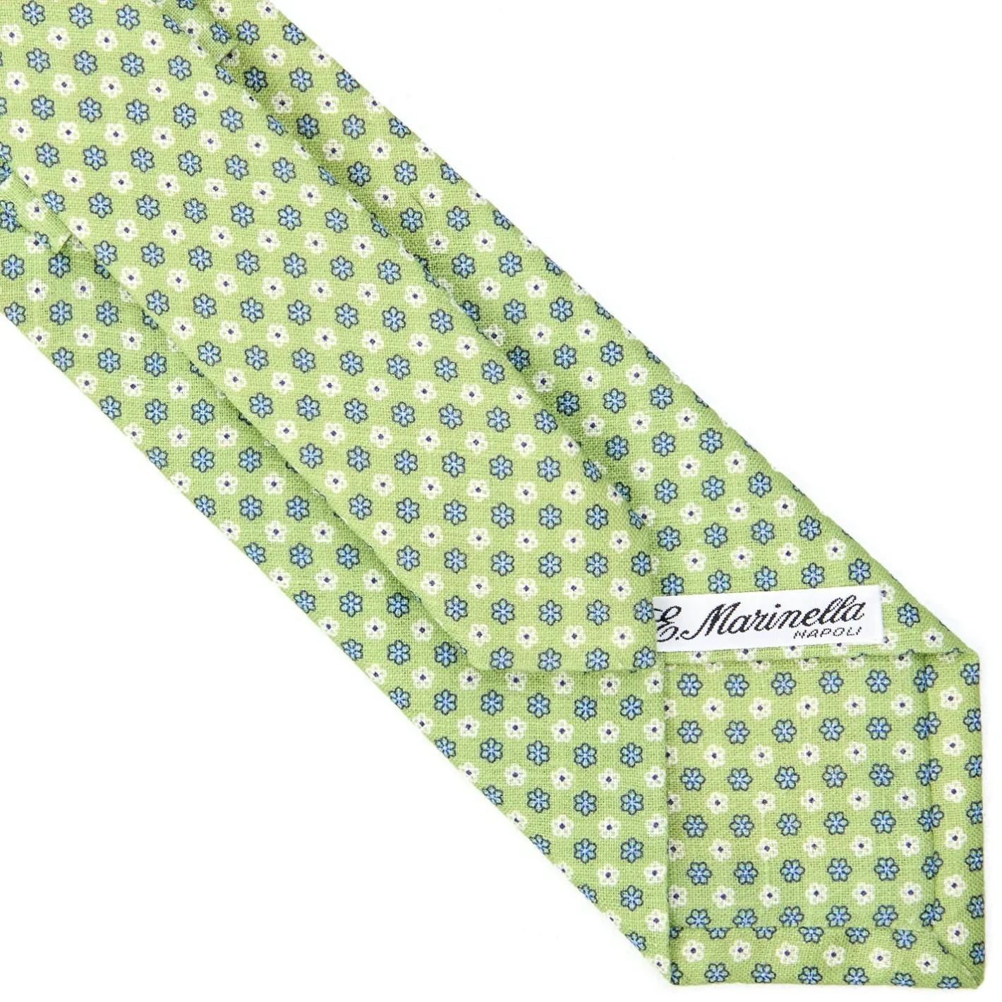 E.Marinella CRAVATTA SARTORIALE IN LINO VERDE CHIARO Microfantasia fiore Sale
