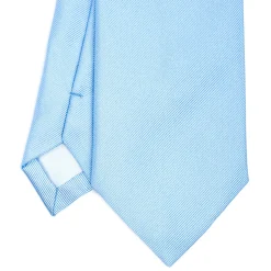E.Marinella CRAVATTA SARTORIALE IN SETA JACQUARD AZZURRA Tinta unita Outlet