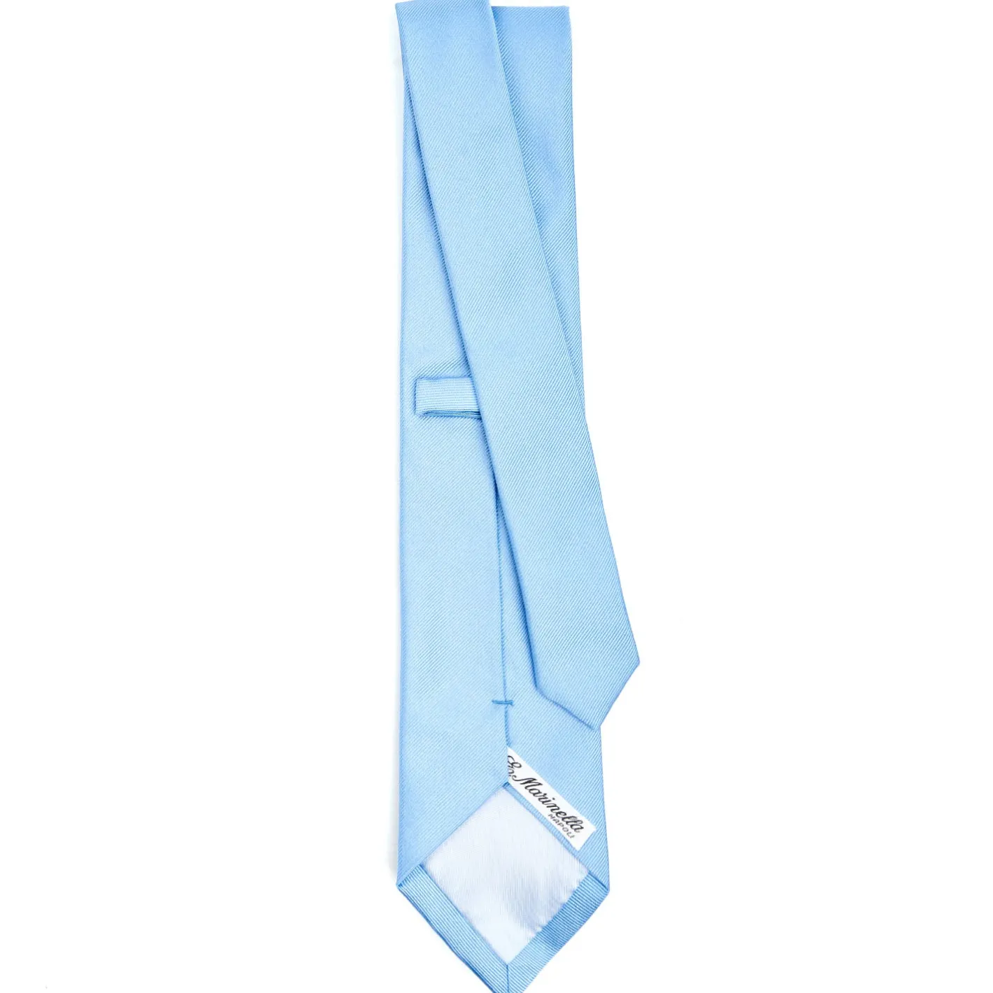 E.Marinella CRAVATTA SARTORIALE IN SETA JACQUARD AZZURRA Tinta unita Outlet