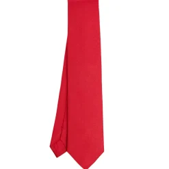 E.Marinella CRAVATTA SARTORIALE IN SETA JACQUARD ROSSA Tinta unita New