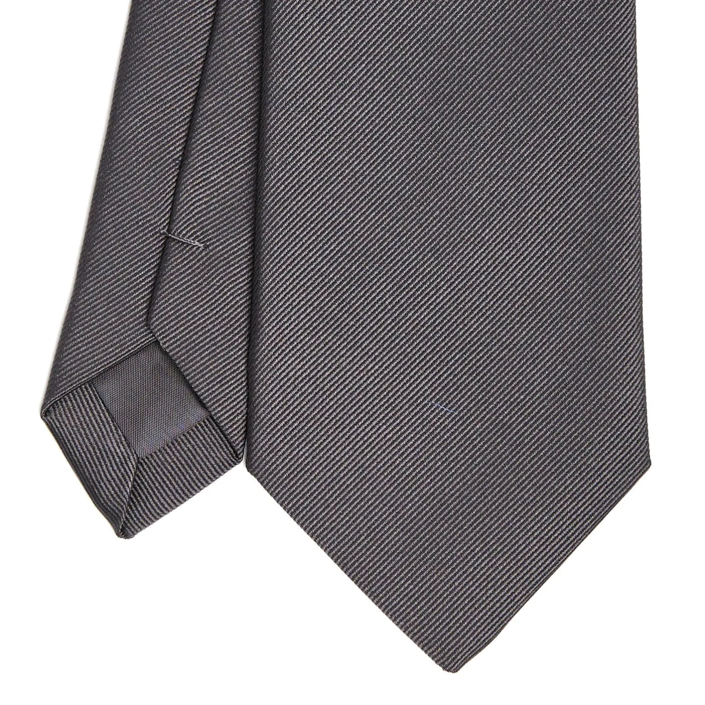 E.Marinella CRAVATTA SARTORIALE IN SETA JACQUARD GRIGIO SCURO Tinta unita New