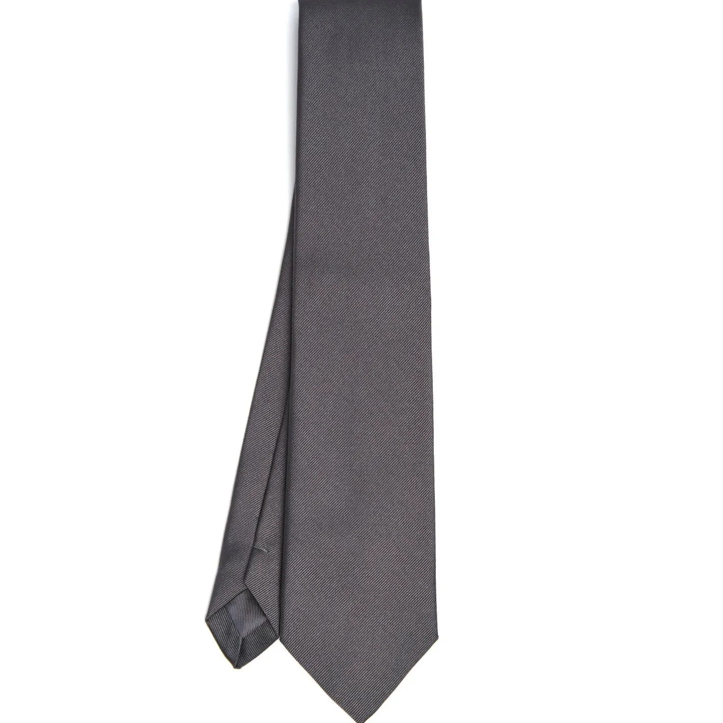 E.Marinella CRAVATTA SARTORIALE IN SETA JACQUARD GRIGIO SCURO Tinta unita New