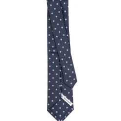E.Marinella CRAVATTA SARTORIALE IN SETA JACQUARD BLU Con fiocco di neve Outlet