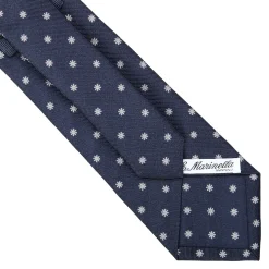 E.Marinella CRAVATTA SARTORIALE IN SETA JACQUARD BLU Con fiocco di neve Outlet