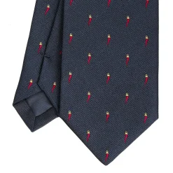 E.Marinella CRAVATTA SARTORIALE IN SETA JACQUARD BLU Con cornetto sparso